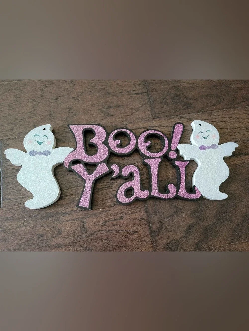 Boo Y'all Pink Glitter Wall Sign - Decorative Home Wall Decor